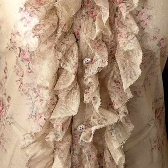 Ralph Lauren Spring 2003 Runway Collection Wallpaper Floral Mesh Knit Blouse - Picture 15 of 15